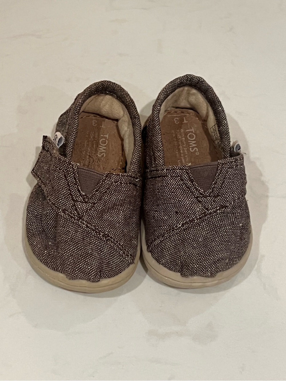 TOMS Toddler Alpargata Slip-On Shoes - Woven Brown Heathered Canvas T3